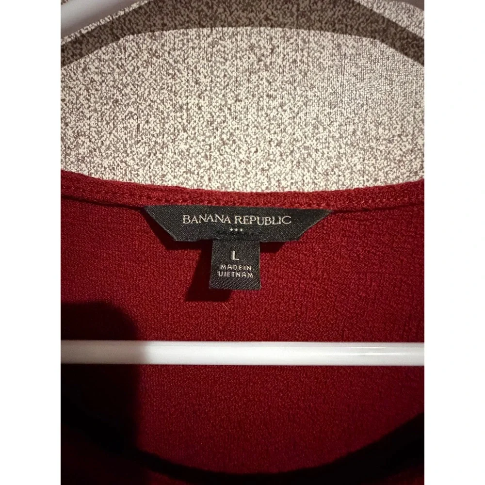 Banana Republic‎ Womens Large Red Balloon Sleeve Textured Knit Blouse Top Boho